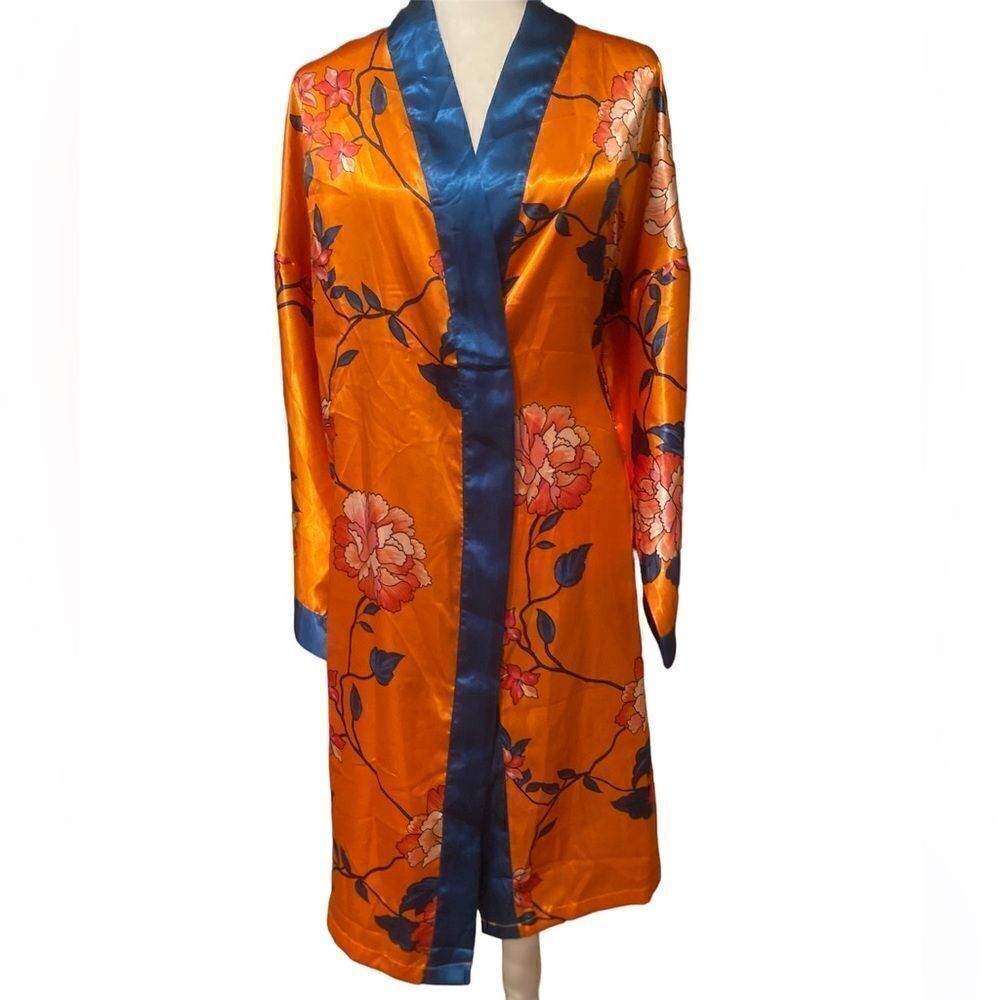 Midnight Velvet Floral Silky Robe Size XL
